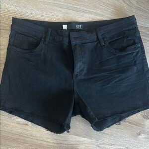 Kut from the Kloth Black Jean Shorts with Frayed Hem